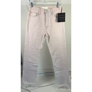 NWT MOTHER Superior The Tomcat Ankle Jeans 28 Dunked in Trouble Pink Denim Fray